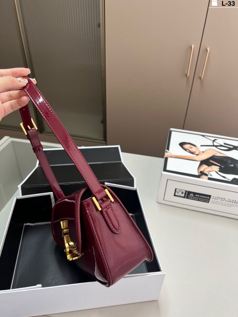 ✨Yves Saint Laurent✨ red leather single-shoulder bag 24×13cm - Picture 7 of 9
